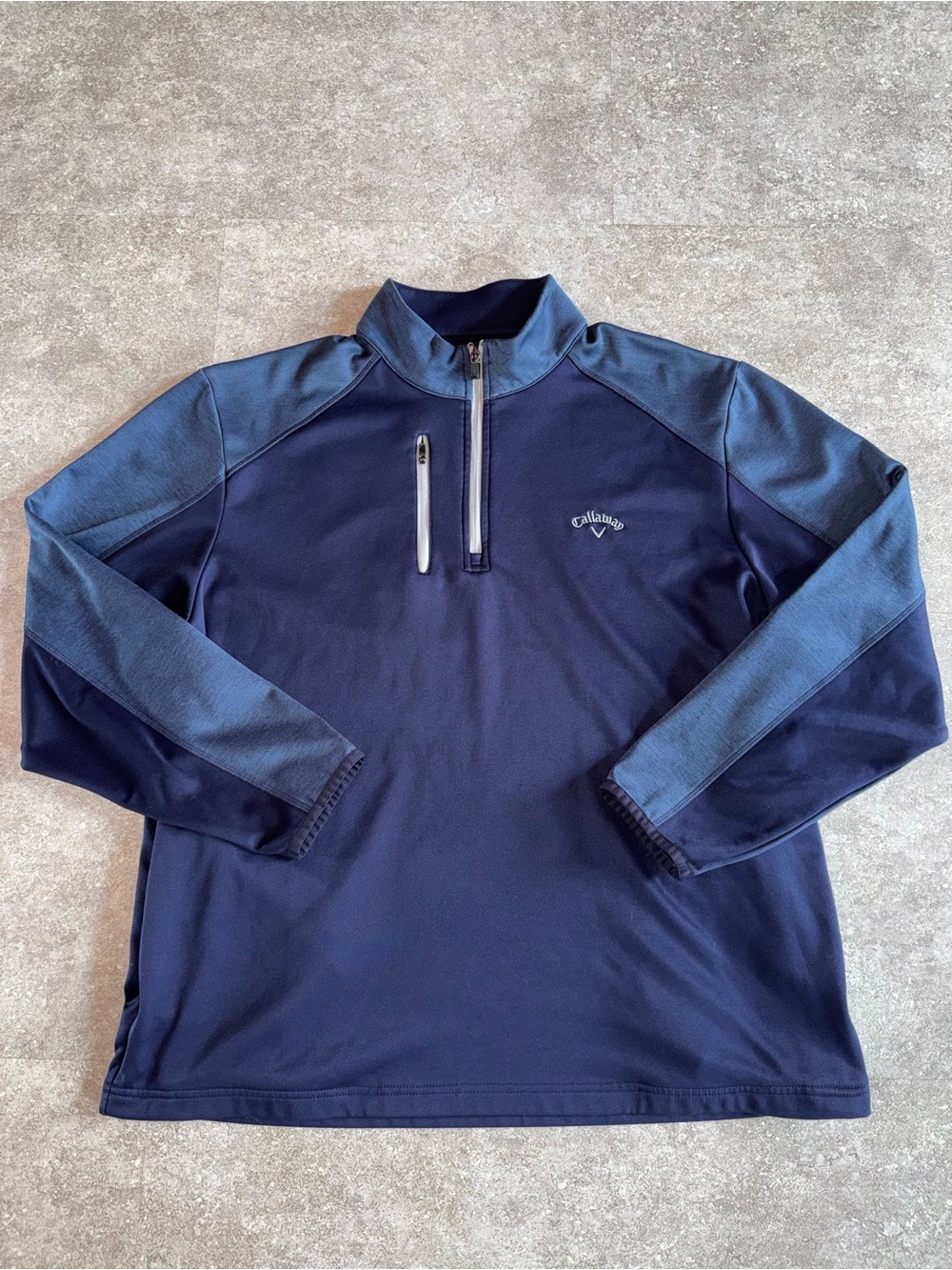 Callaway 1/4 Zip Knit Golf Sweatshirt Men's XL Navy Mock Neck Pockets